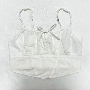 White Paneled Cropped Tank